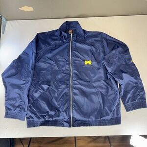 VINTAGE Team Nike Michigan Wolverines Lined Jacket‎ Blue Full Zip Mens XXL 2XL